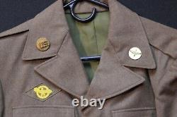 Veste de champ en laine OD Ike nommée de spécialiste ingénieur de l'USAAF de la Seconde Guerre mondiale