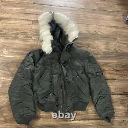 Veste de vol d'équipage aérien militaire américain vintage avec capuche attachée N2B, taille moyenne