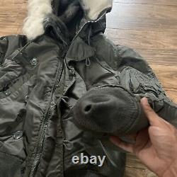 Veste de vol d'équipage aérien militaire américain vintage avec capuche attachée N2B, taille moyenne