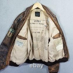 Veste de vol en cuir Avirex Type A-2 avec écussons militaires de l'armée de l'air - Black Jack M