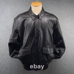 Veste de vol en cuir VTG LL Bean A-2 pour hommes 44 Long Marron Bomber de l'armée de l'air A2 des années 90