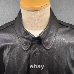 Veste de vol en cuir VTG LL Bean A-2 pour hommes 44 Long Marron Bomber de l'armée de l'air A2 des années 90