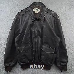 Veste de vol en cuir VTG LL Bean A-2 pour hommes 44 Long Marron Bomber de l'armée de l'air A2 des années 90