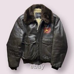 Veste en cuir pilote bomber vintage homme Glenn Miller Army Air Force Band L