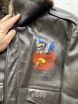 Veste en cuir pilote bomber vintage homme Glenn Miller Army Air Force Band L
