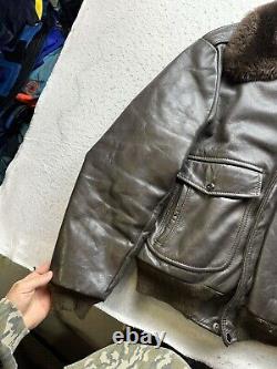 Veste en cuir pilote bomber vintage homme Glenn Miller Army Air Force Band L