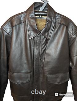 Veste en cuir véritable de l'US ARMY AIR FORCE Type A-2 pour hommes pilotes Taille XL Marron foncé