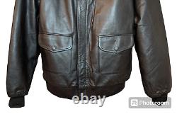 Veste en cuir véritable de l'US ARMY AIR FORCE Type A-2 pour hommes pilotes Taille XL Marron foncé