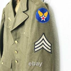 Vintage 1943 Wwii Us Armée De L'air Sergent Robe De Laine Uniforme