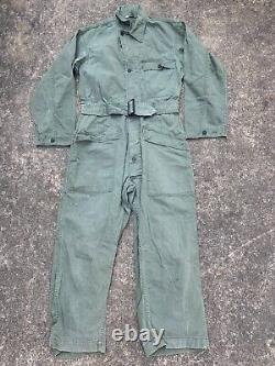Vintage 40s 30s Wwii Herringbone Hbt 13 Star Army Military Air Force Flight Suit