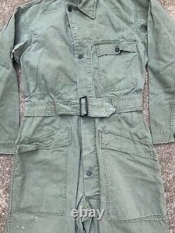 Vintage 40s 30s Wwii Herringbone Hbt 13 Star Army Military Air Force Flight Suit