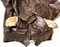 Vintage A2 Us Aaf Wwii Leather Army Air Forces Bomber Jacket Sz40 Crown Zipper