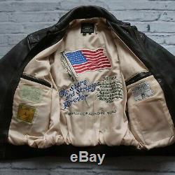 Vintage Avirex De Type A-2 Us Army Air Forces Flight Jacket Cuir Taille S