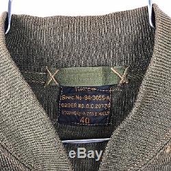 Vintage Des Années 30 Armée De L'armée De L'air C2 Cardigan Pull Veste En Laine Zip Wwii Sz 40 Moyen