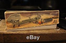 Vintage En Boîte Biller Tin Wind Up Army Us Air Force En Hélicoptère Militaire Jouet