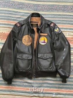 Vintage Seconde Guerre Mondiale A-2 Us Bomber Jacket Army Air Force De Lg / XL Officier Flight Pilot