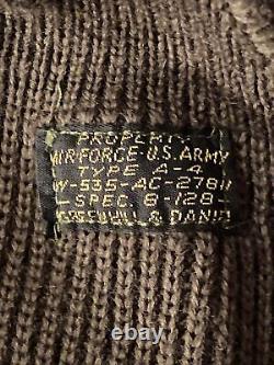 Vintage Ww2 Militaire Real A-4 Knit Cap Wool Od Original Air Force U. S. Army Rare