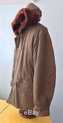 Vintage Ww2 Us Army Air B-11 Flight Jacket Parka Taille 42 Alpaca Lined