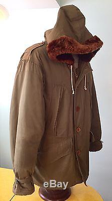 Vintage Ww2 Us Army Air B-11 Flight Jacket Parka Taille 42 Alpaca Lined