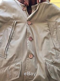 Vintage Ww2 Us Army Air B-11 Flight Jacket Parka Taille 42 Alpaca Lined