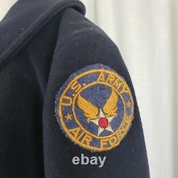 Vintage Ww2 Us Army Air Force Double Laine Breasted Peacoat Veste Femmes Xs S
