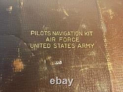 Vintage Wwii Pilots Kit De Navigation Air Force Us Army Sac En Cuir De Vol Satchel