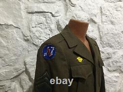 Vintage Wwii Us Army Air Force 33th Infantry Sergant Ike Veste Sz 36 Patches