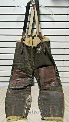 Vintage Wwii Us Army Air Forces Type B-1 Leather Bomber Trousers Medium 1943 Aac
