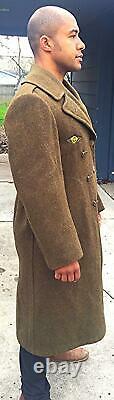 Vintage Wwii Us Wool Overcoat Military Army Air Corps Force 1942 Ww2 Uniforme 36r