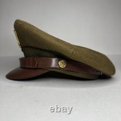 Vtg Frank Bros Ww2 Armée Américaine Officiers Crusher Visor Cap Badge Hat Wwii