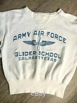 Vtg Seconde Guerre Mondiale Army Air Force Planeur École Dalhart Texas Double V Sweat Rare