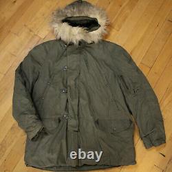 Vtg Us Army Air Force Military N-3b Extreme Cold Weather Parka Faux Fur Coat XL