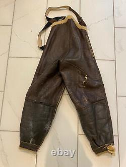 Vtg Ww2 Armée De L'air Type B-1 Pantalon De Bombardier En Cuir Pantalon De Vol, Casque, Etc