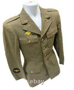 Vtg Wwii 1940s Us Army Air Force Cadet Robe Uniforme Militaire Hommes Veste 36l