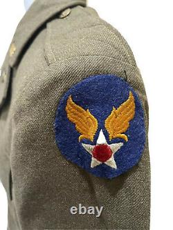 Vtg Wwii 1940s Us Army Air Force Cadet Robe Uniforme Militaire Hommes Veste 36l