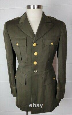 Vtg Wwii Us Army Air Force Od Tunic Jacket 1st Lt. Nommé Lieutenant Date De 1945