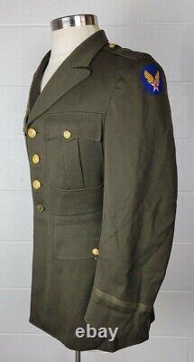 Vtg Wwii Us Army Air Force Od Tunic Jacket 1st Lt. Nommé Lieutenant Date De 1945