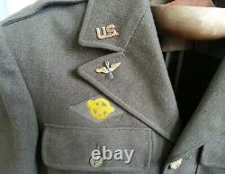 Vtg Wwii Ww2 Army Air Force Veste En Laine Coat Insigne Uniforme Patchs Medic Pins