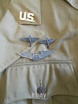 WW2 28e Division de l'Armée de l'Air de l'US Army, Tunique des Pilotes, 3 Ailes en Argent Sterling.