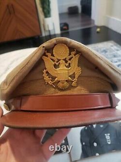 WW2 WW II US Army Air Force USAAF Officers Summer Real Crusher Hat Cap Named
<br/> 
<br/>   
	La Seconde Guerre mondiale US Army Air Force USAAF été véritable chapeau de broyeur cap nommé