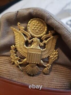 WW2 WW II US Army Air Force USAAF Officers Summer Real Crusher Hat Cap Named
 <br/>  <br/>La Seconde Guerre mondiale US Army Air Force USAAF été véritable chapeau de broyeur cap nommé