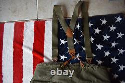 WW2 WWll US Army Air Force Type A-10 Pantalons en laine d'alpaga avec bretelles, taille 42