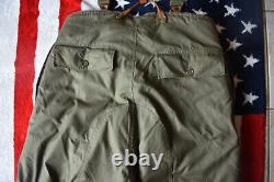 WW2 WWll US Army Air Force Type A-10 Pantalons en laine d'alpaga avec bretelles, taille 42