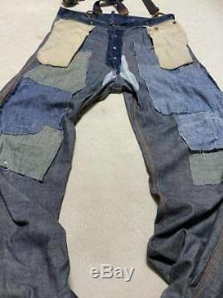Ward Vintage 1930 Montgomery Denim Pantalon De Travail Avec L'us Army Air Force Jarretelle