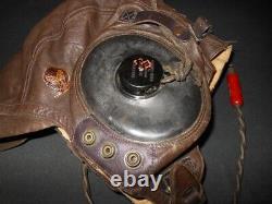 Ww II Force Aérienne De L'armée Américaine Type A-11 Helmet De Vol Et Earhones Estat Nice