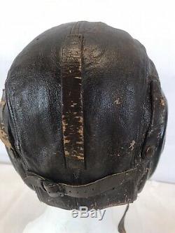 Ww II Us Army Air Force En Cuir A-11 Vol Casque, Googles Et Head Set B-25