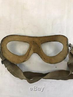 Ww II Us Army Air Force En Cuir A-11 Vol Casque, Googles Et Head Set B-25