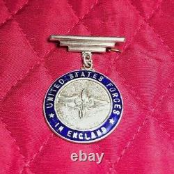 Ww2 Armée De L'usaf Air Force'united States Forces England' Lapel Pin & Fob Sterling