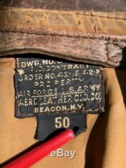 Ww2 Originale A-2 Vol Jacket Us Army Air Force Aero Beacon 50 Cuir De Cheval Rare