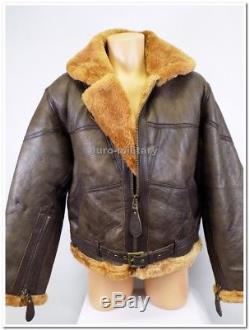 Ww2 Pilote De L'armée Britannique Raf Royal Air Force Flight Jacket En Peau De Mouton En Cuir Top